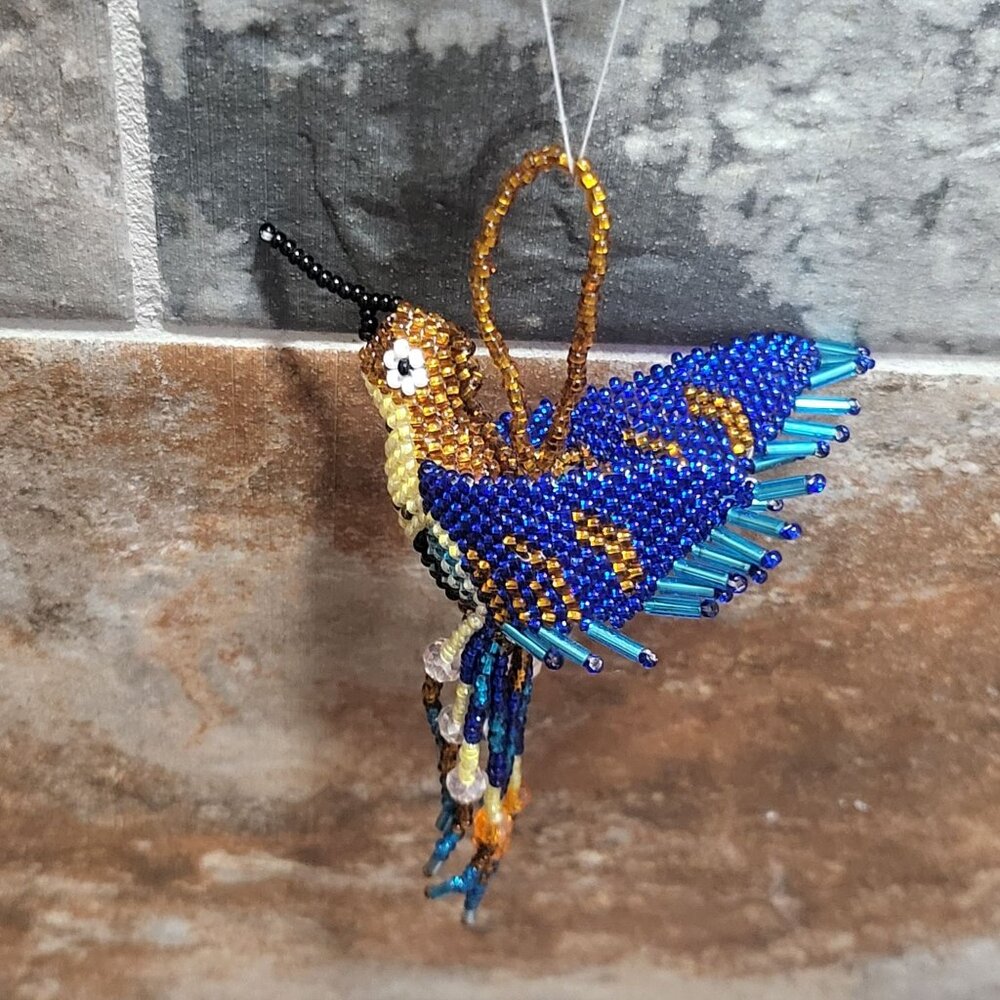 Beaded Hummingbird Ornament Mayan Arts - Picture 4 of 11